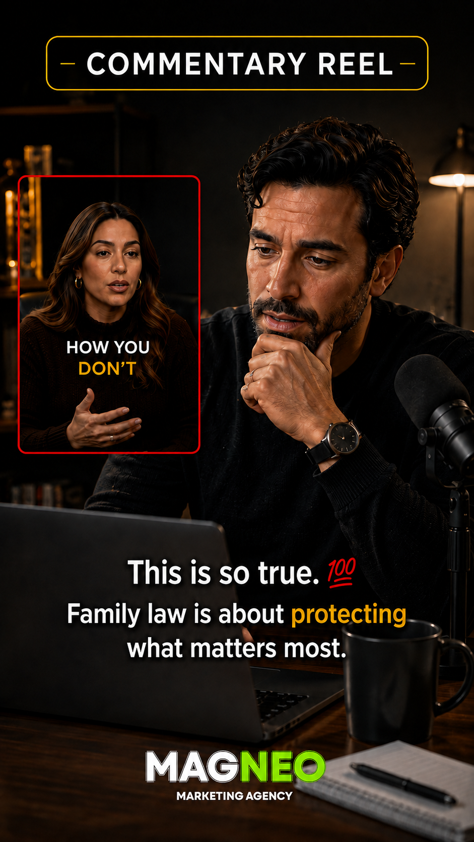 Lawyer reacting to legal commentary in a short-form video